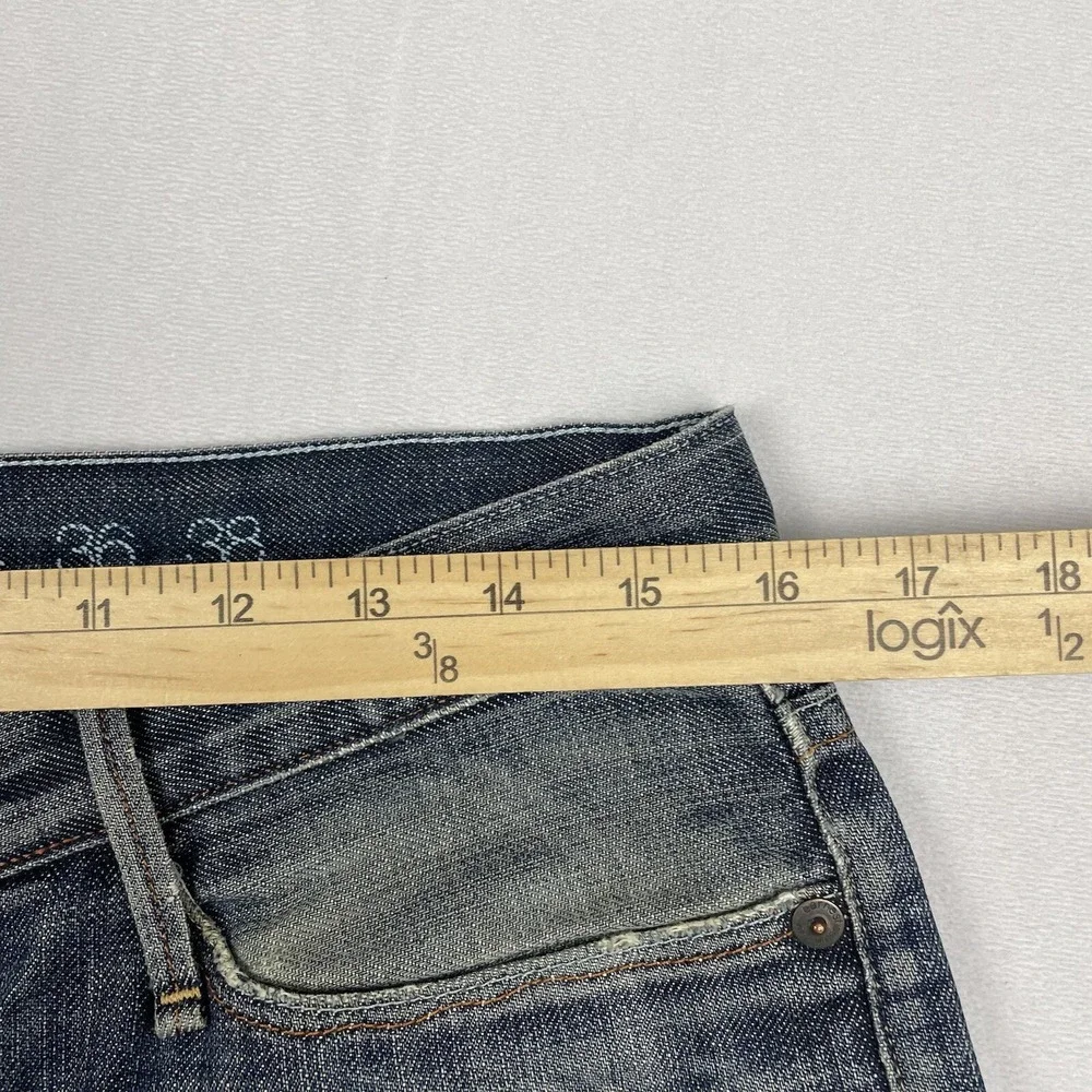 Earnest Sewn Jeans Mens 32x27 Fulton‎ Dark Wash Blue Denim Button Fly USA Made